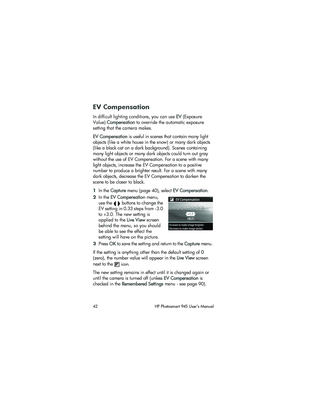 HP 945 manual EV Compensation 