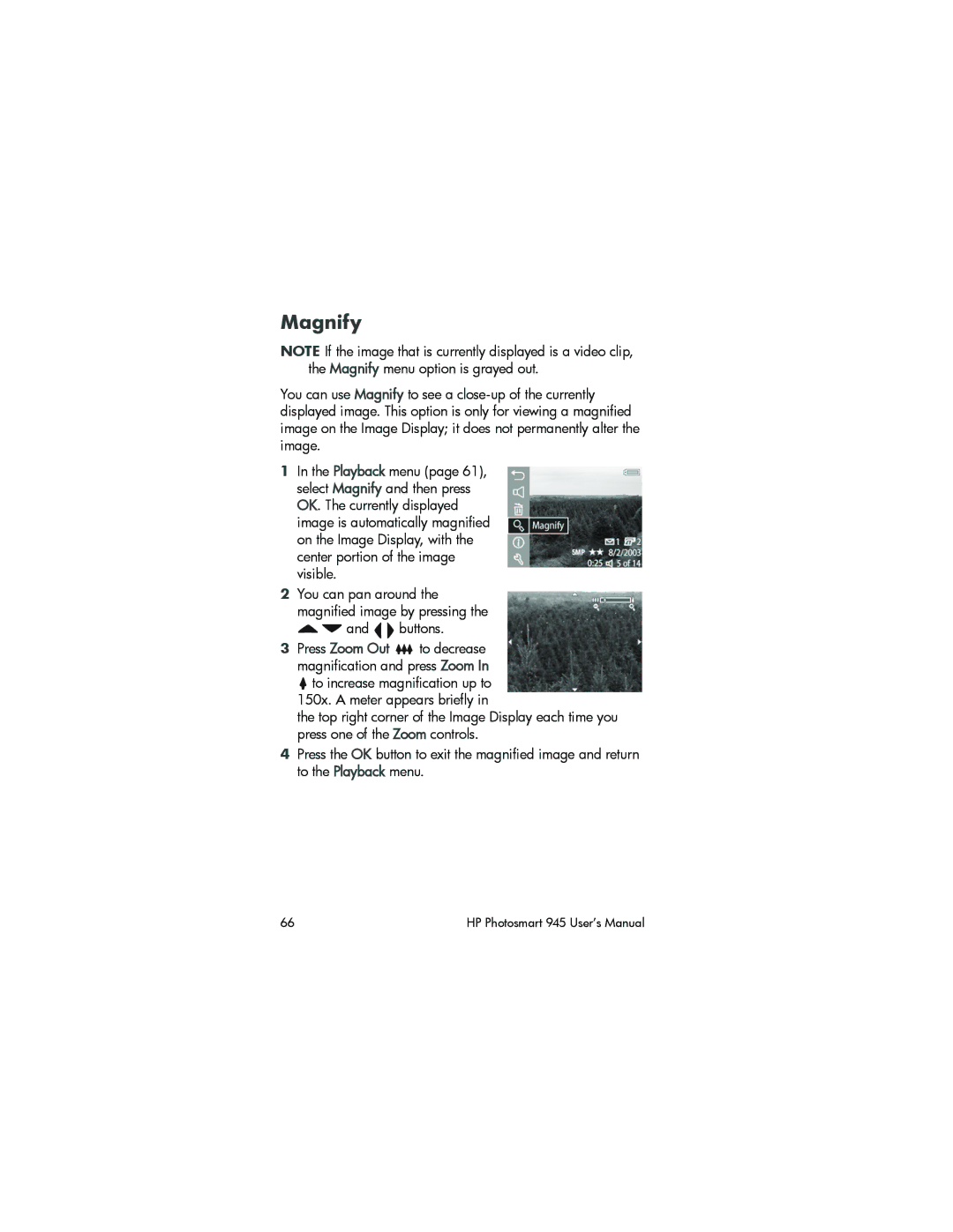 HP 945 manual Magnify 