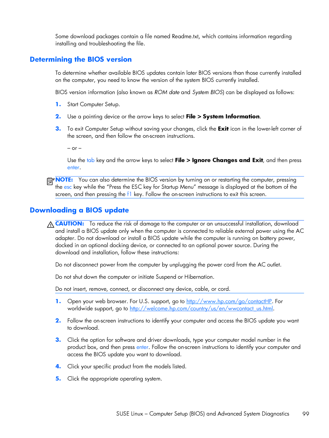 HP 9470m i7 Win8 D3K33UT#ABA manual Determining the Bios version, Downloading a Bios update 