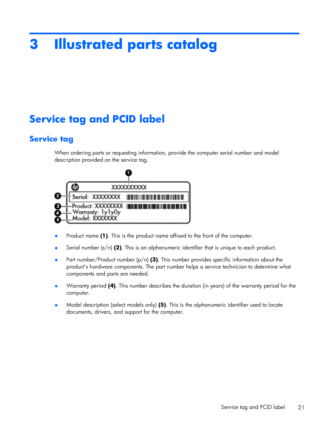 HP 9470m i7 Win8 D3K33UT#ABA manual Illustrated parts catalog, Service tag and Pcid label 