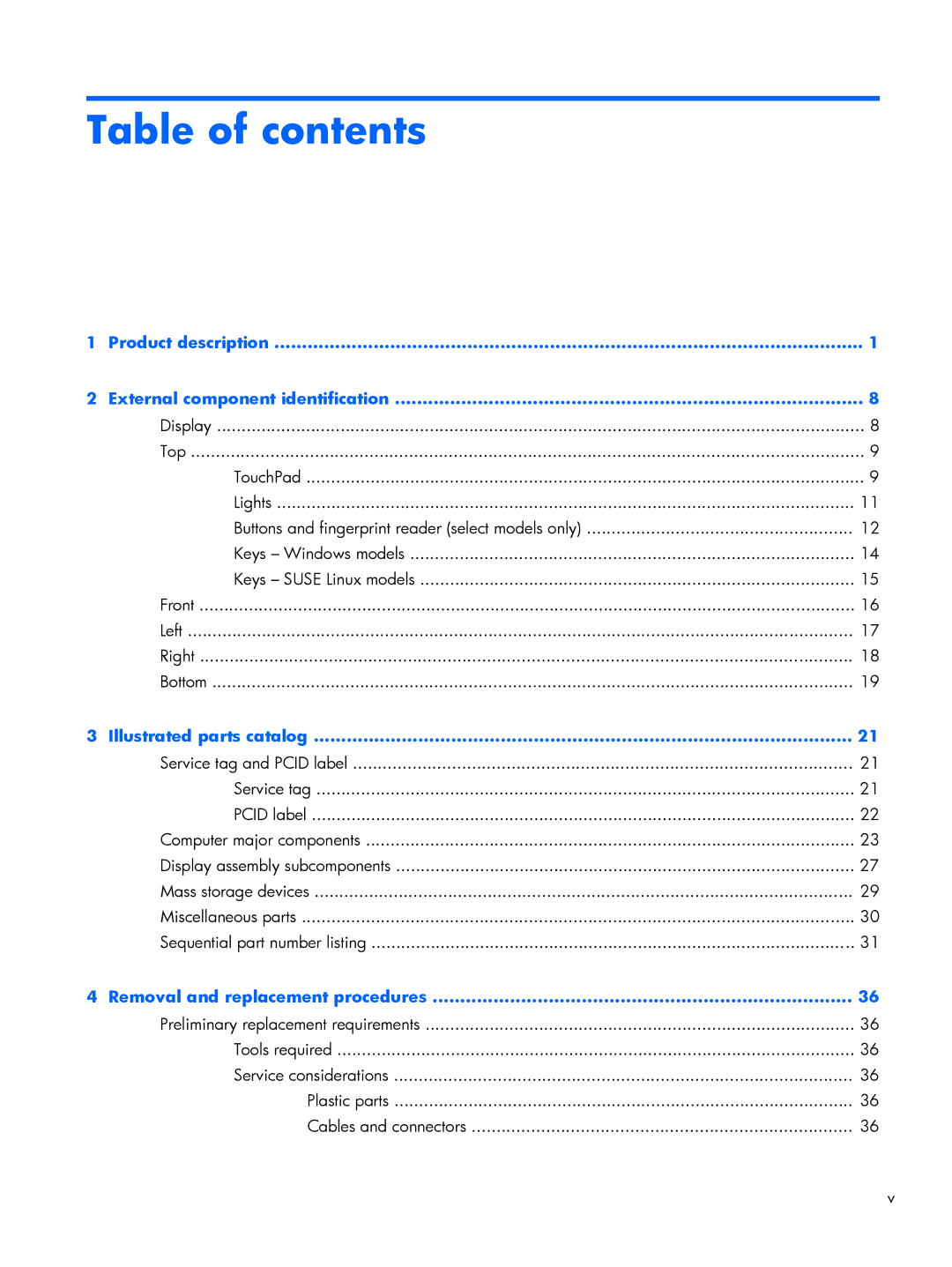 HP 9470m i7 Win8 D3K33UT#ABA manual Table of contents 