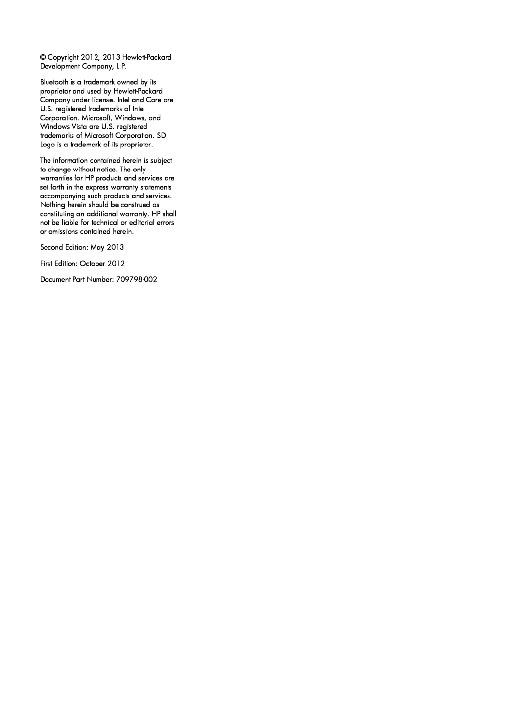 HP 9470m i7 Win8 D3K33UT#ABA manual Copyright 2012, 2013 Hewlett-Packard Development Company, L.P 