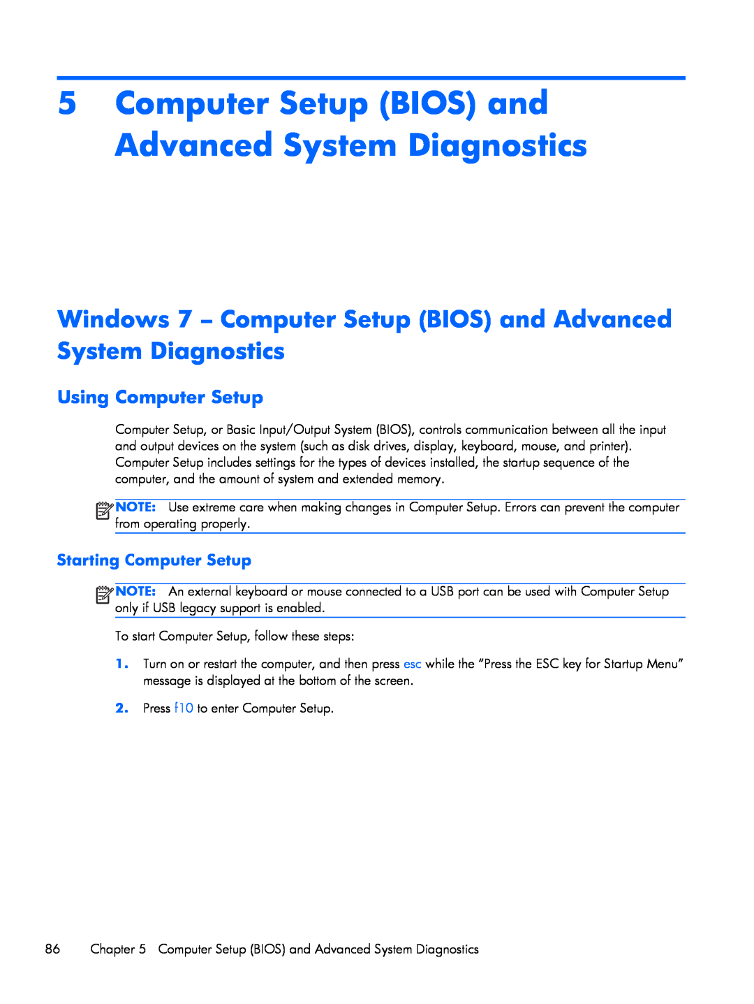 HP 9470m i7 Win8 D3K33UT#ABA manual Computer Setup BIOS and Advanced System Diagnostics, Using Computer Setup 