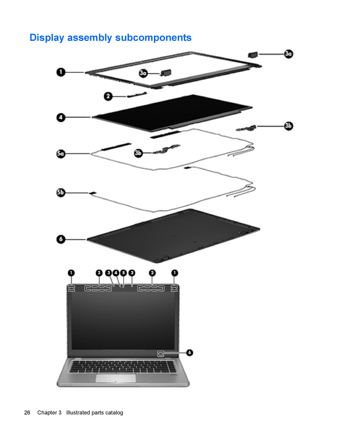 HP 9470m manual Display assembly subcomponents 