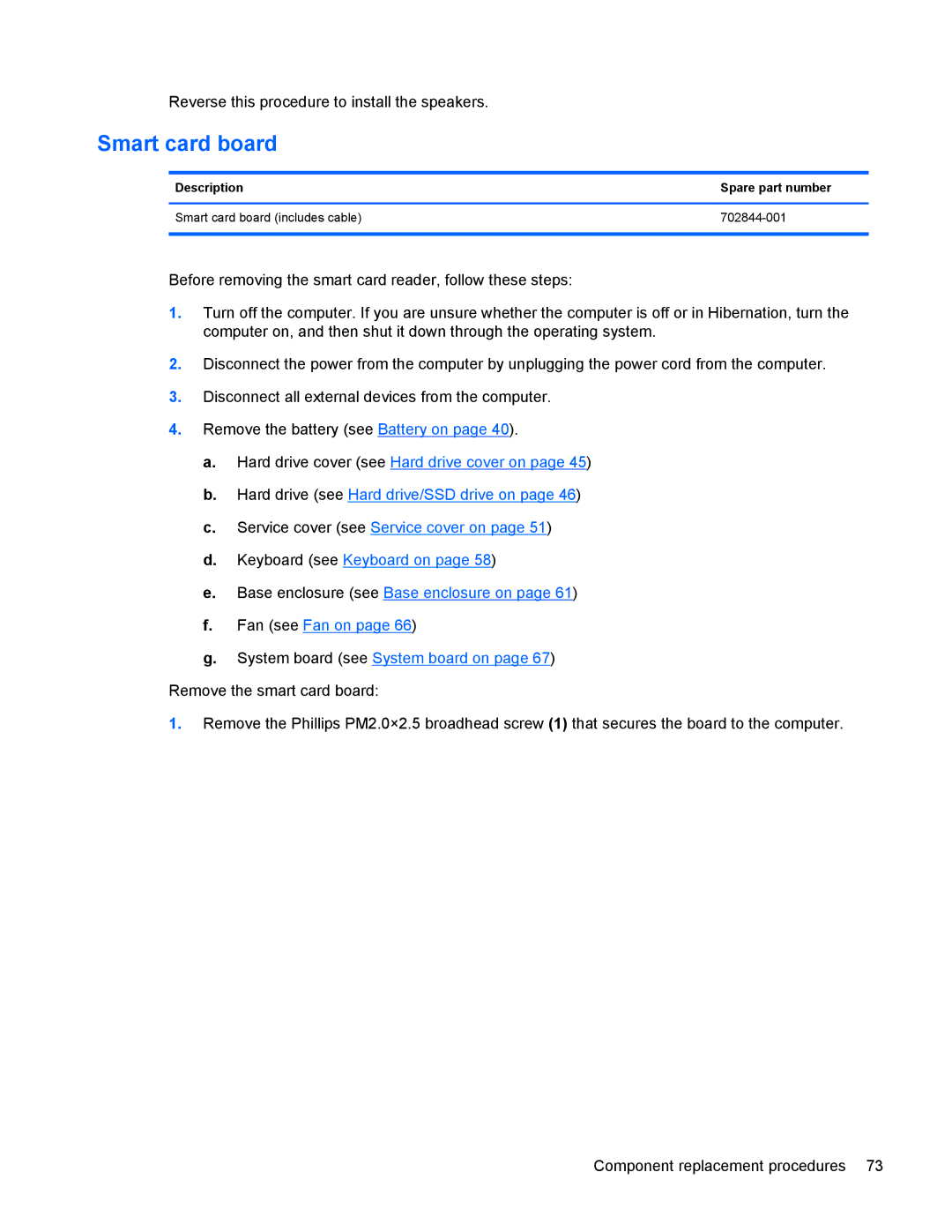 HP 9470m manual Smart card board 