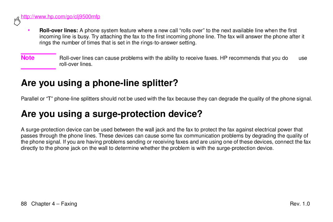 HP 9500mfp manual Are you using a phone-line splitter?, Are you using a surge-protection device?, Roll-over lines 