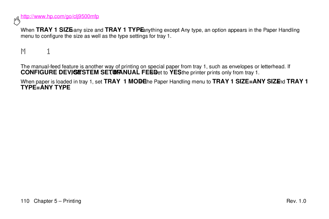 HP 9500mfp manual Manually feeding paper from tray 