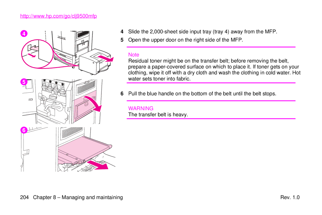 HP 9500mfp manual Open the upper door on the right side of the MFP 