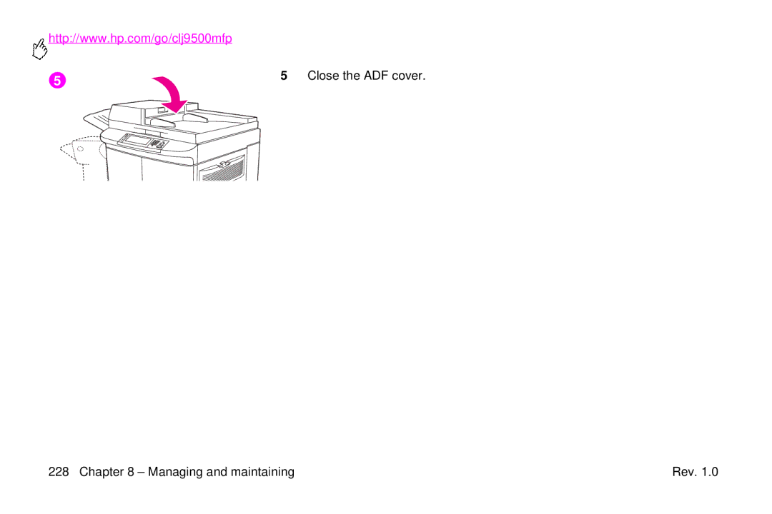 HP 9500mfp manual Close the ADF cover 