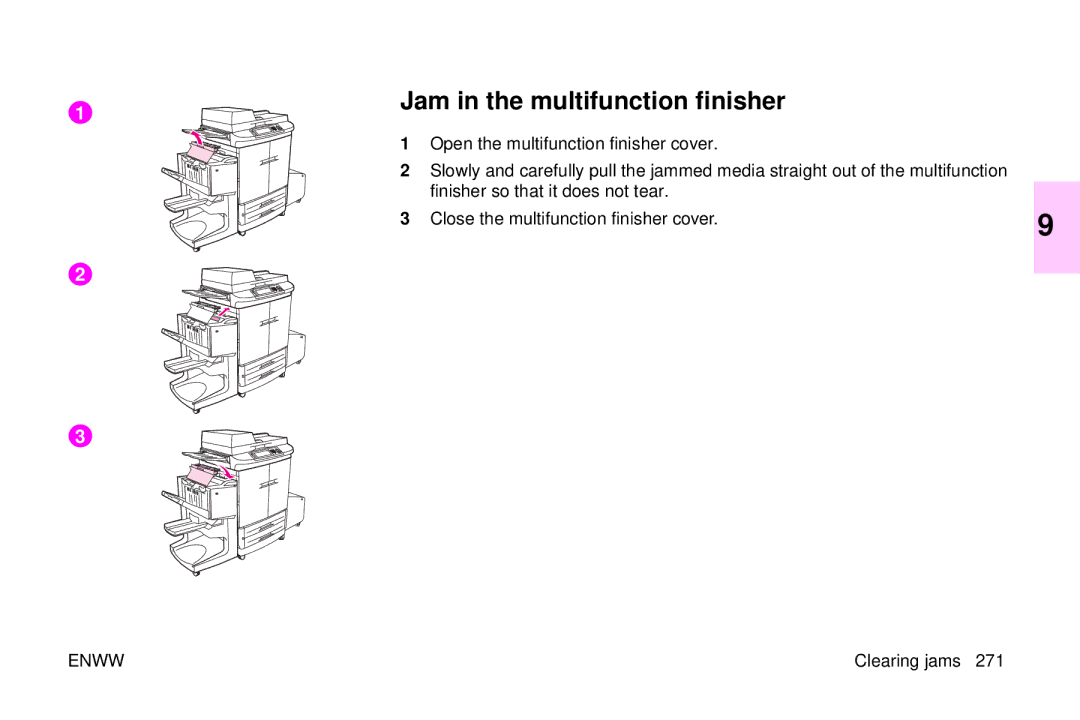 HP 9500mfp manual Jam in the multifunction finisher 