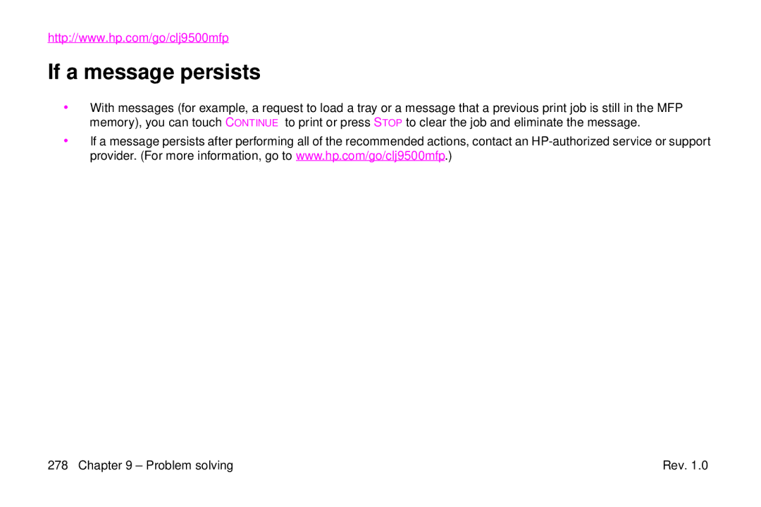 HP 9500mfp manual If a message persists 