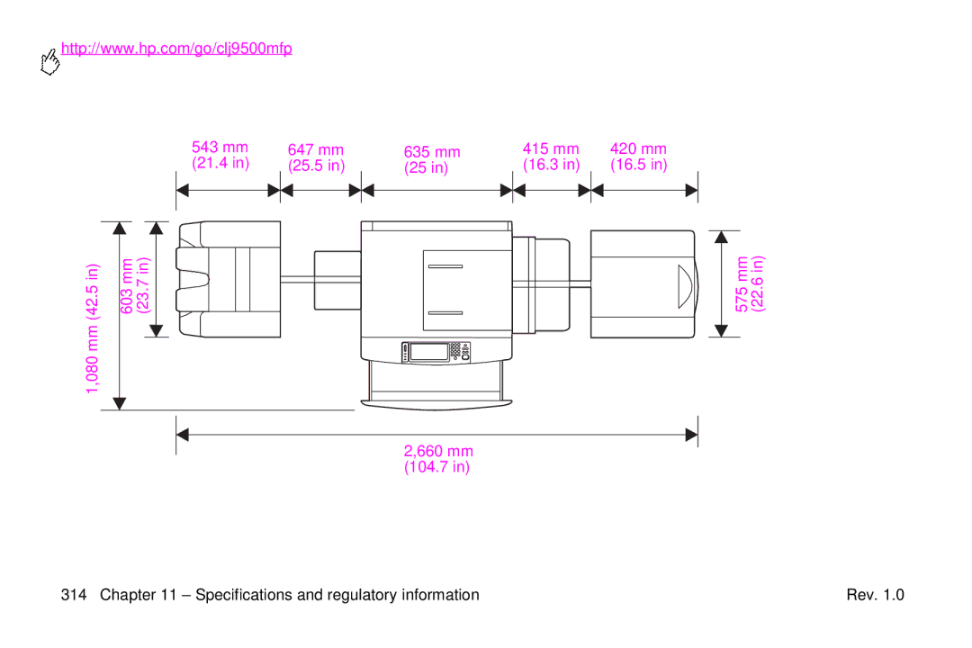 HP 9500mfp manual Specifications and regulatory information 