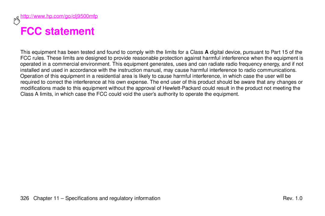 HP 9500mfp manual FCC statement 