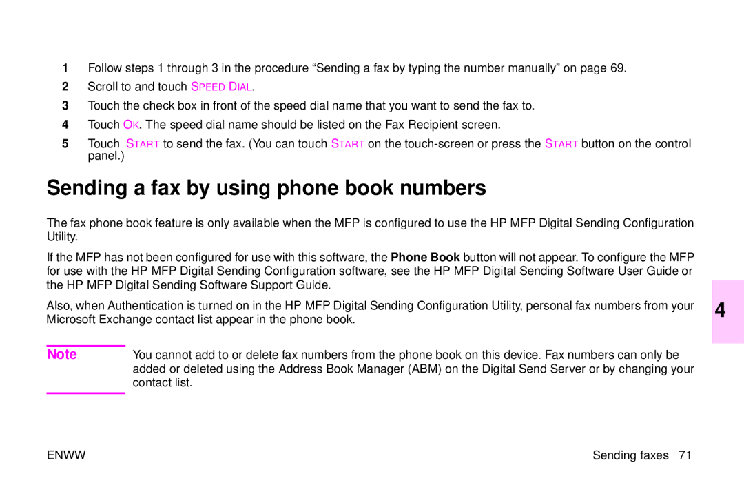 HP 9500mfp manual Sending a fax by using phone book numbers, Contact list 