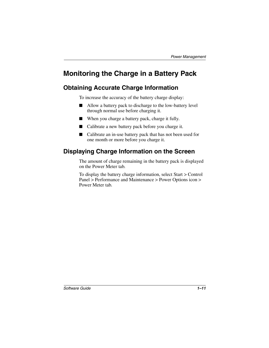 HP 905AU, 955AP, 950AP, 943AP, 940AP, 935AP Monitoring the Charge in a Battery Pack, Obtaining Accurate Charge Information 