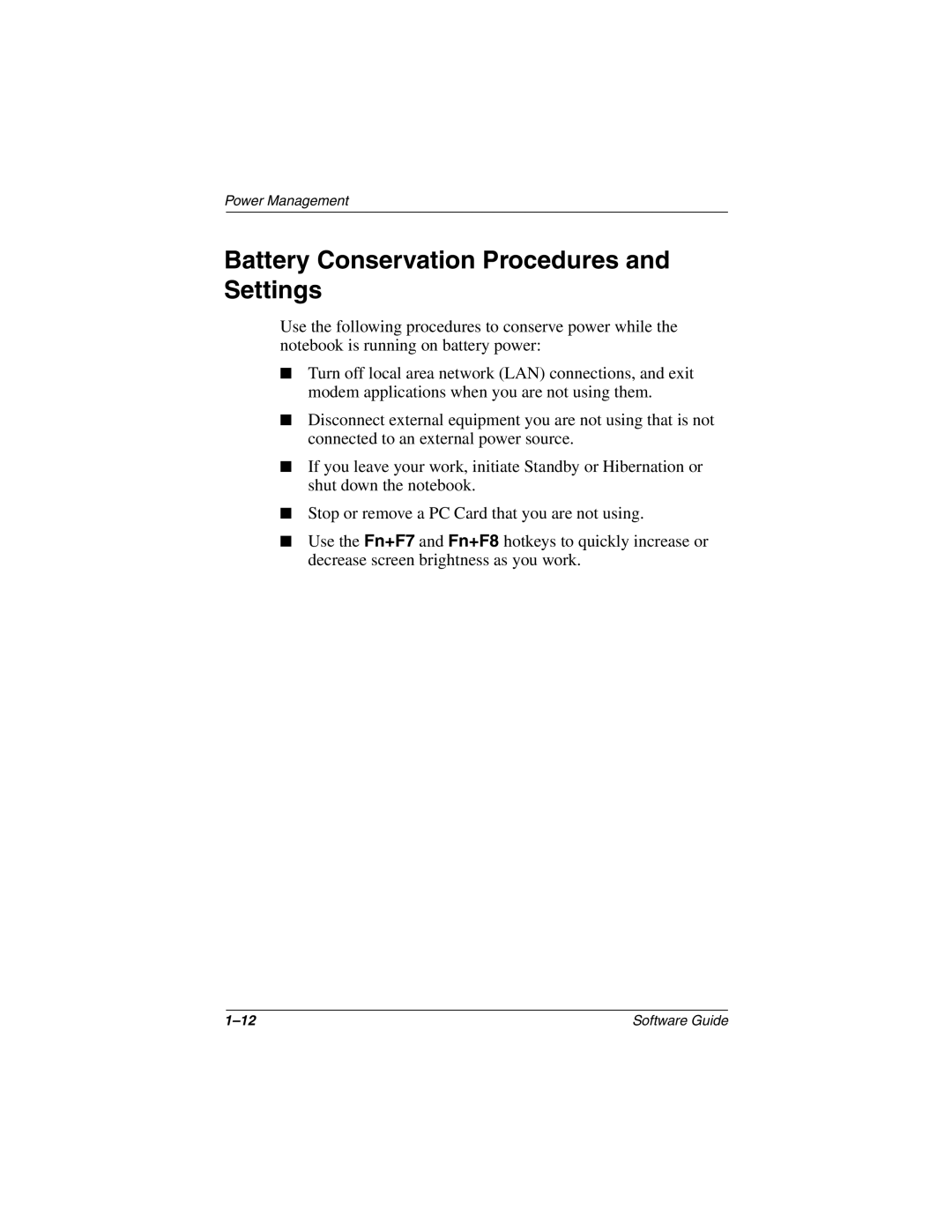 HP 903KR, 955AP, 950AP, 943AP, 940AP, 935AP, 927AP, 930AP, 925EA, 908EA, 906EA, 905US Battery Conservation Procedures and Settings 