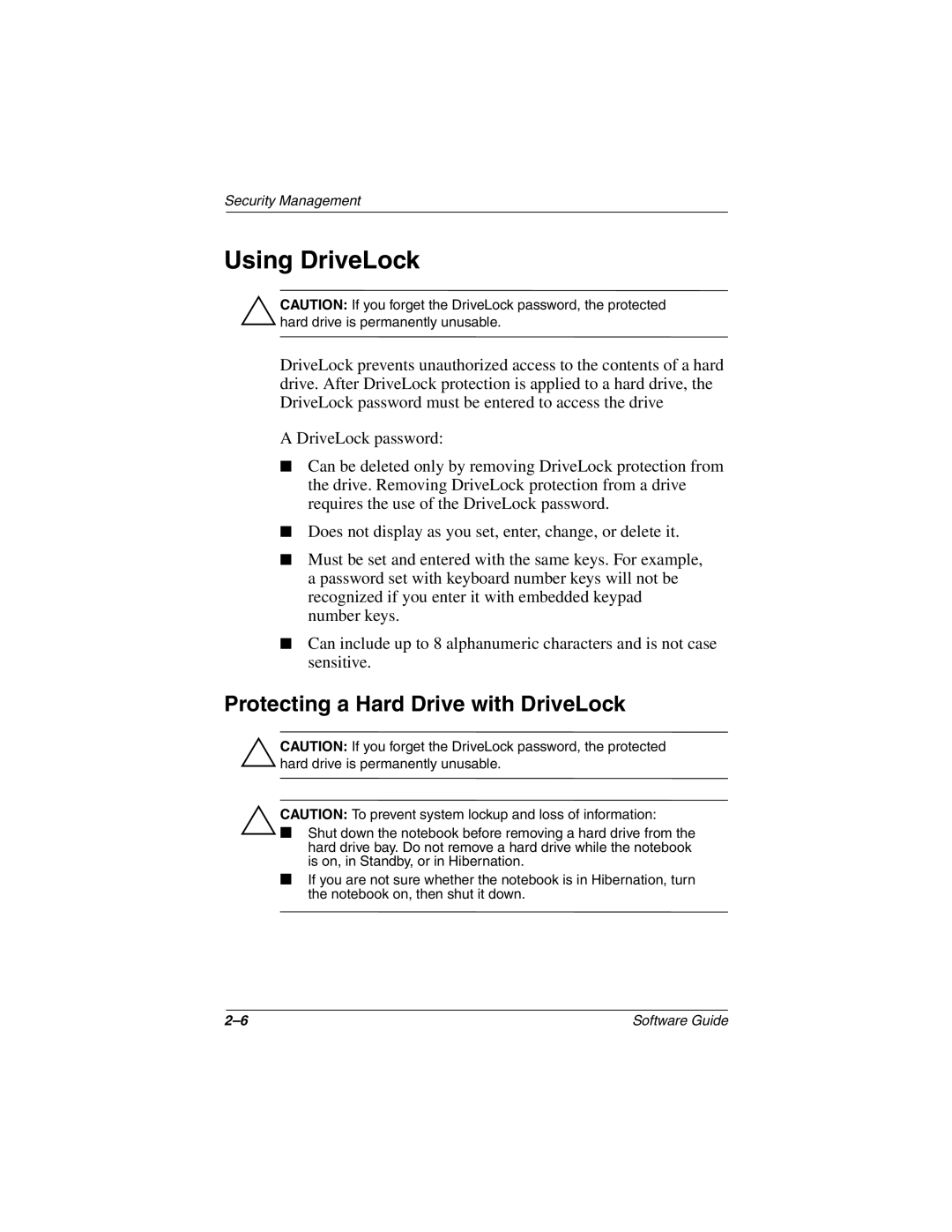 HP 902AP, 955AP, 950AP, 943AP, 940AP, 935AP, 927AP, 930AP, 925EA, 908EA Using DriveLock, Protecting a Hard Drive with DriveLock 