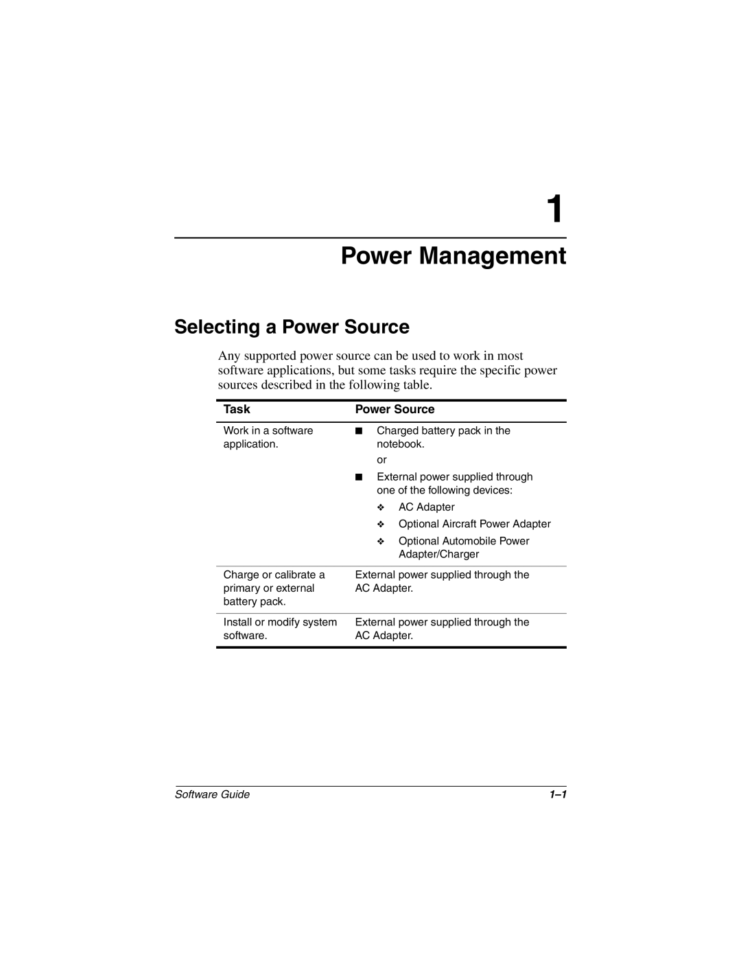 HP 927AP, 955AP, 950AP, 943AP, 940AP, 935AP, 930AP, 925EA, 908EA, 906EA, 905US, 905TC Power Management, Selecting a Power Source 