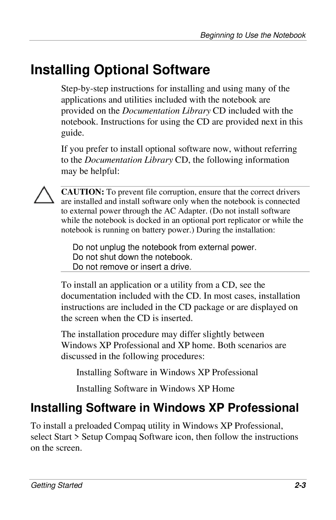 HP 905AU, 955AP, 950AP, 943AP, 945AP, 940AP, 935AP Installing Optional Software, Installing Software in Windows XP Professional 