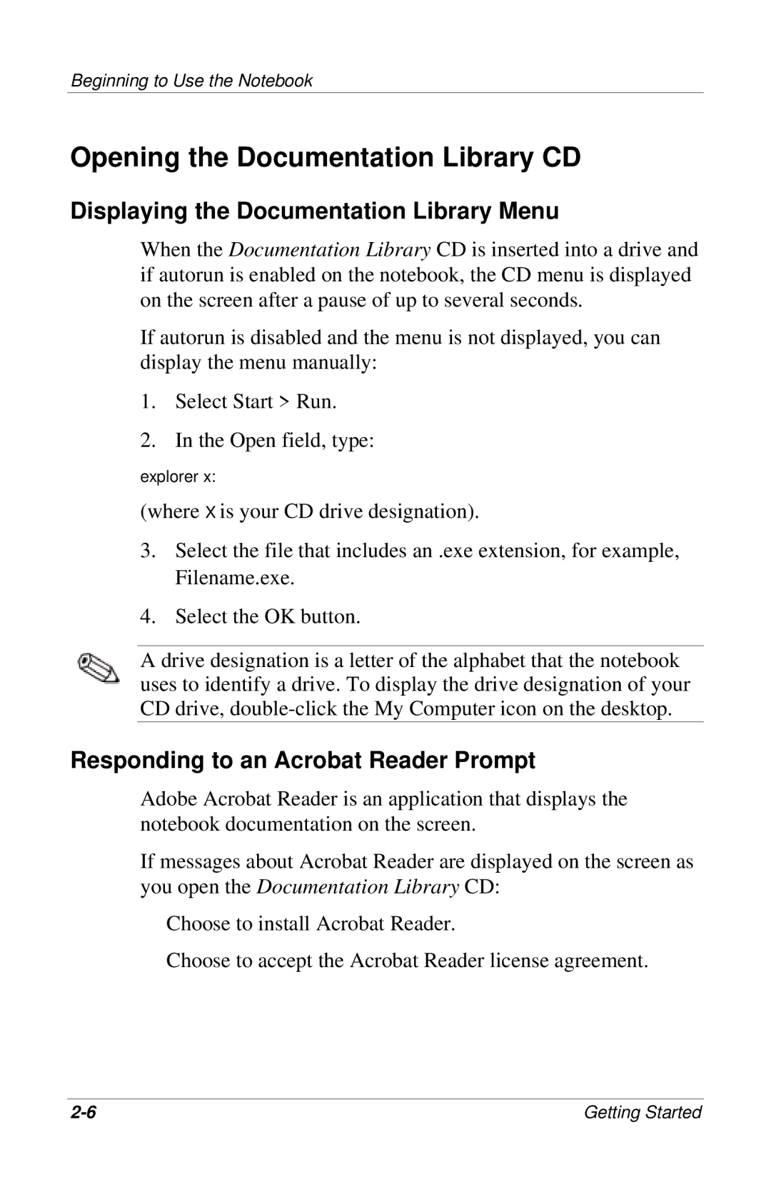 HP 903EA, 955AP, 950AP, 943AP, 945AP, 940AP Opening the Documentation Library CD, Displaying the Documentation Library Menu 