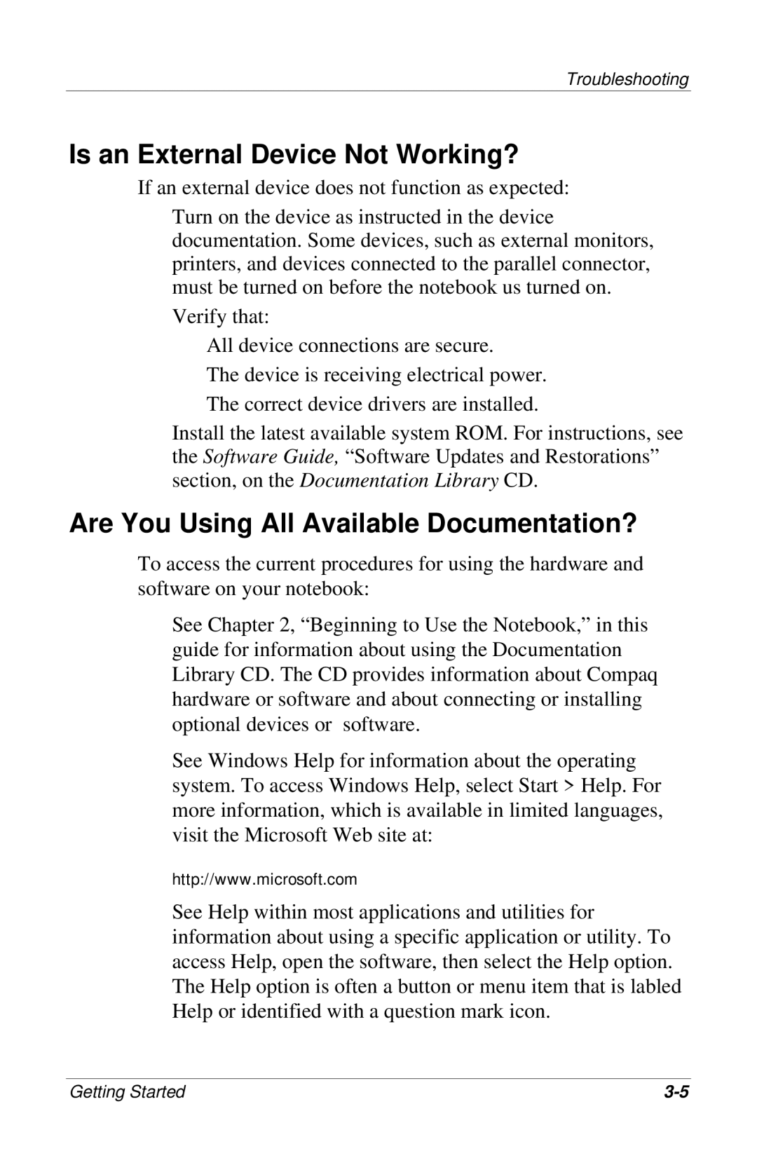 HP 900US, 955AP, 950AP, 943AP, 945AP, 940AP Is an External Device Not Working?, Are You Using All Available Documentation? 