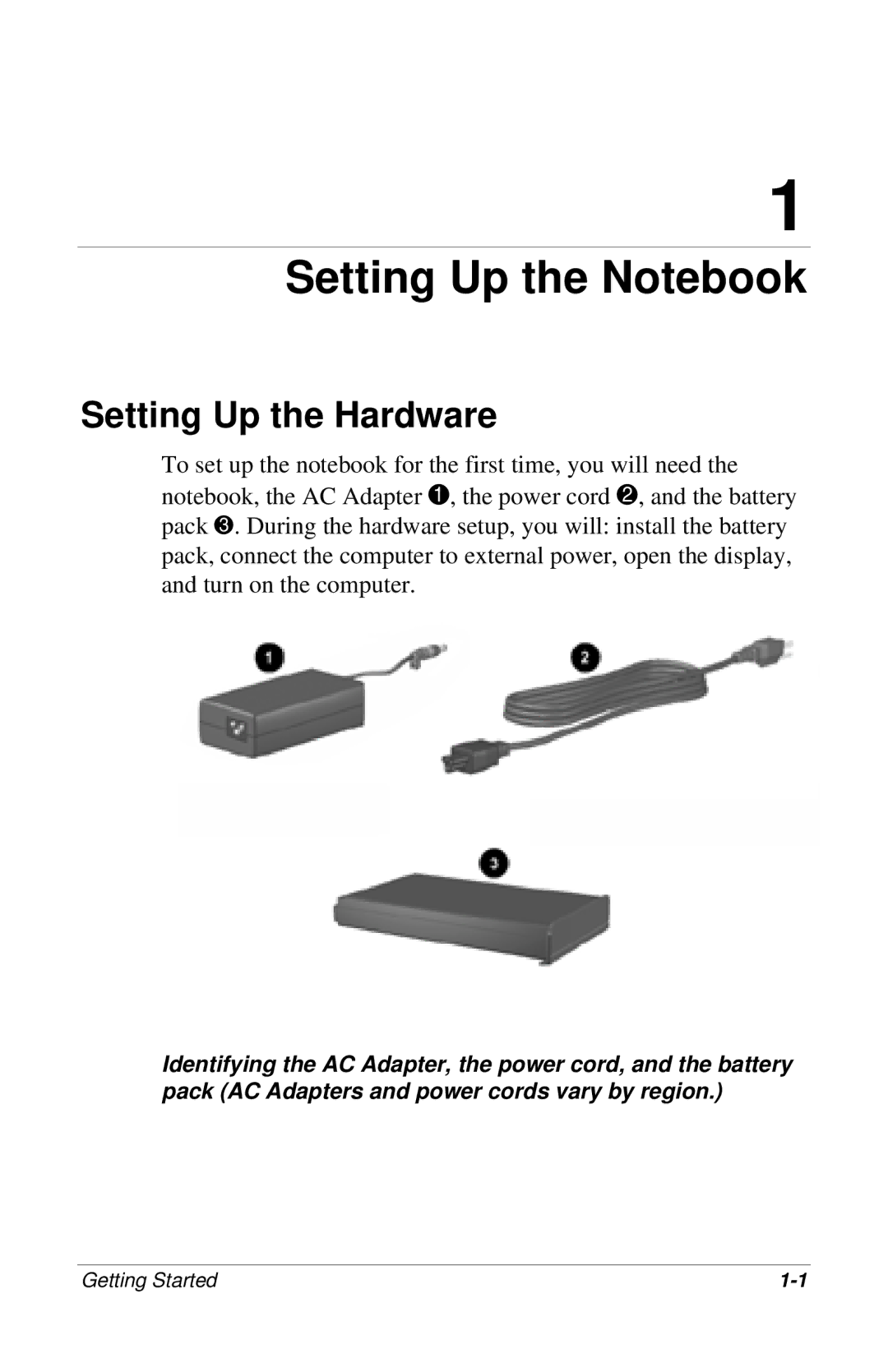 HP 923AP, 955AP, 950AP, 943AP, 945AP, 940AP, 935AP, 927AP, 930AP, 925EA, 908EA Setting Up the Notebook, Setting Up the Hardware 