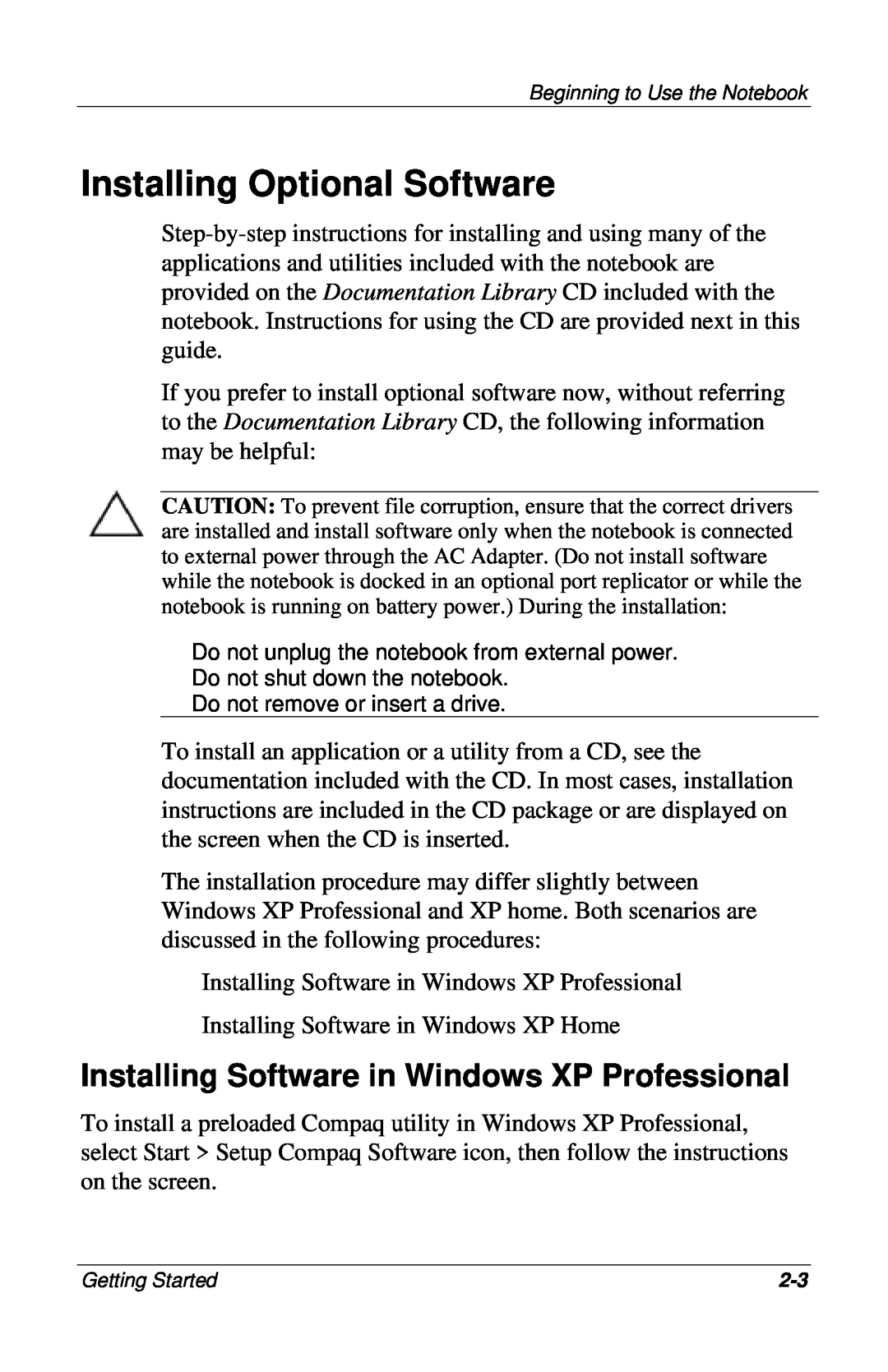 HP 905AU, 955AP, 950AP, 943AP, 945AP, 940AP, 935AP Installing Optional Software, Installing Software in Windows XP Professional 