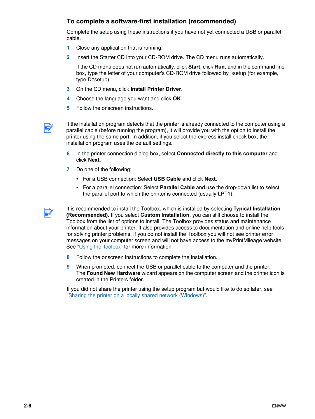 HP 9600 manual To complete a software-first installation recommended 