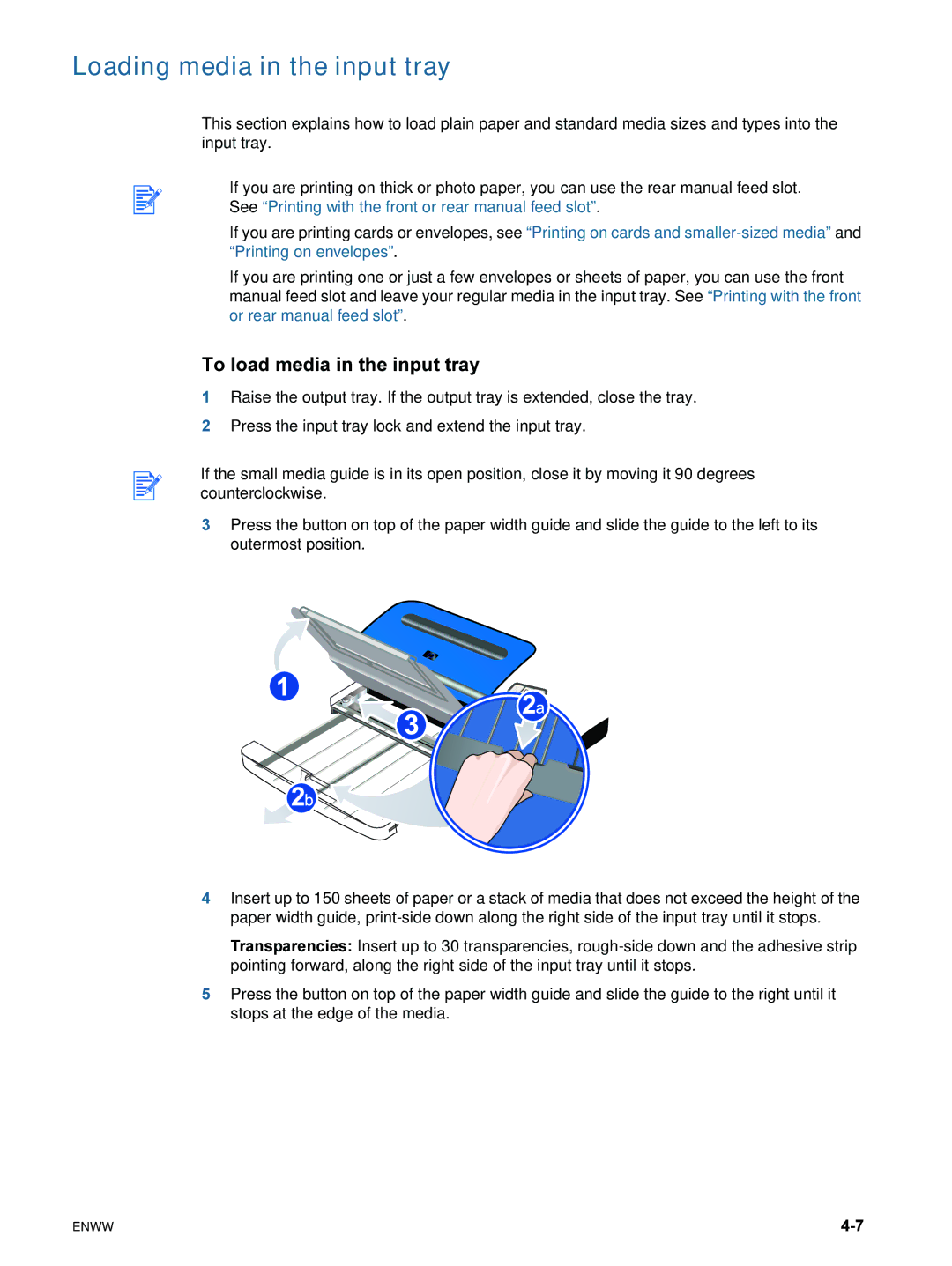 HP 9600 manual Loading media in the input tray, To load media in the input tray 