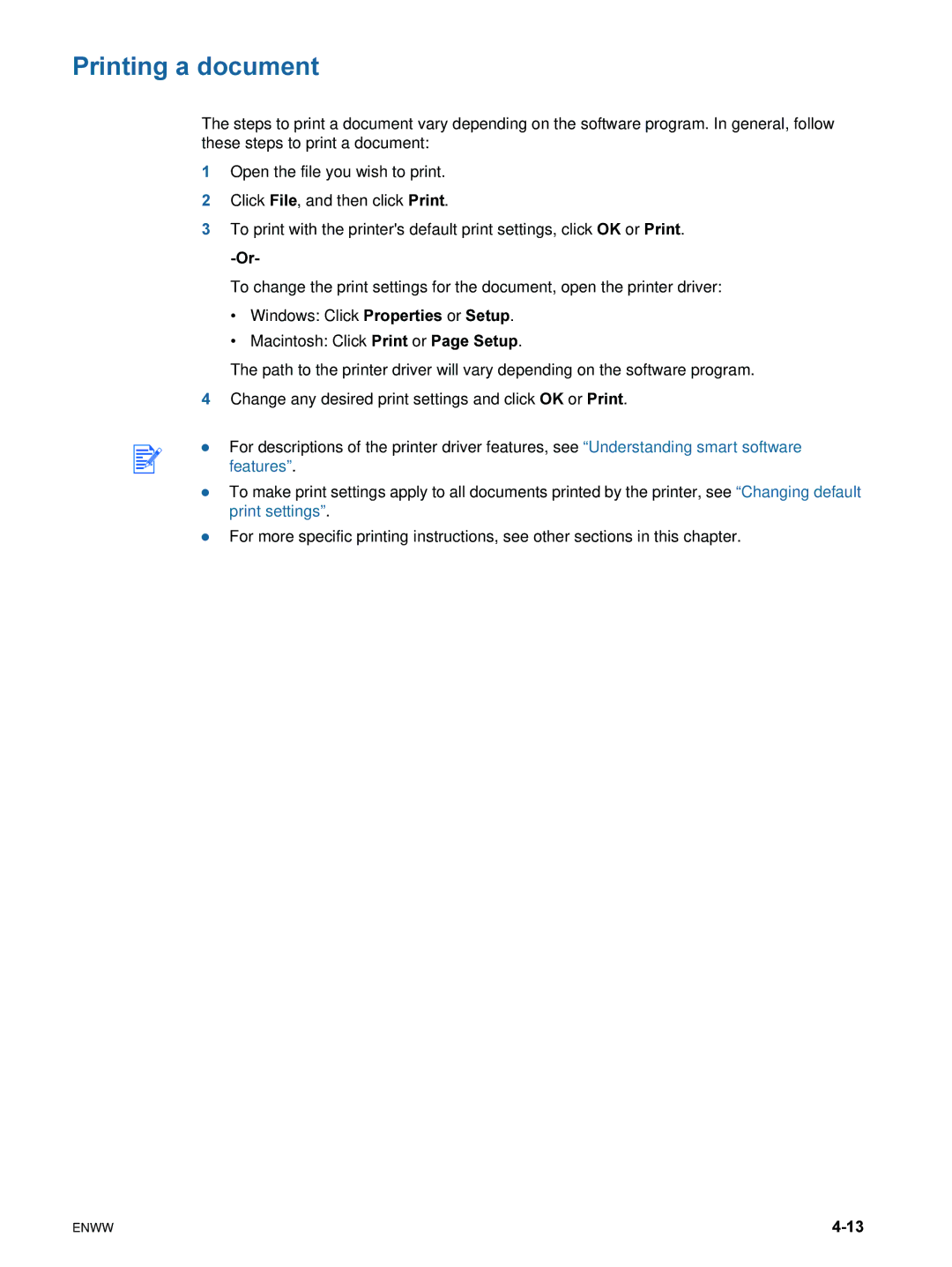 HP 9600 manual Printing a document 