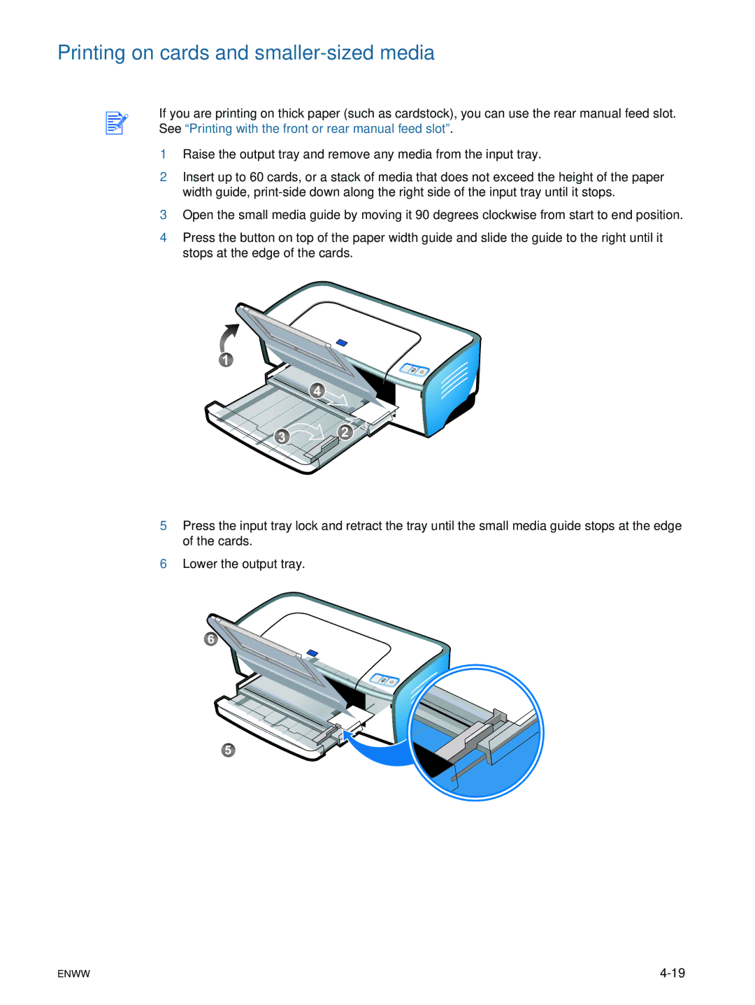 HP 9600 manual Printing on cards and smaller-sized media 