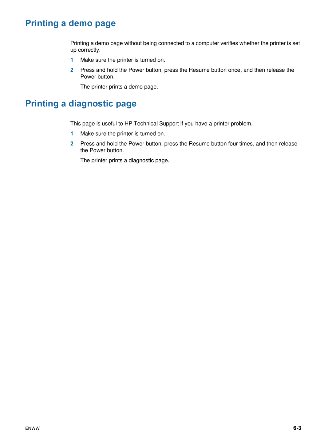 HP 9600 manual Printing a demo, Printing a diagnostic 