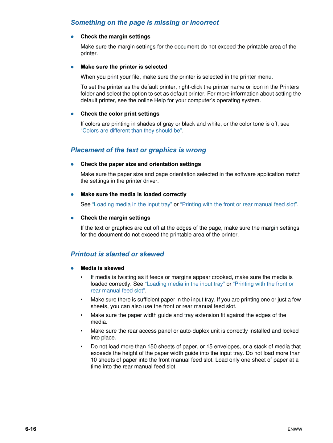 HP 9600 manual Something on the page is missing or incorrect, Placement of the text or graphics is wrong 