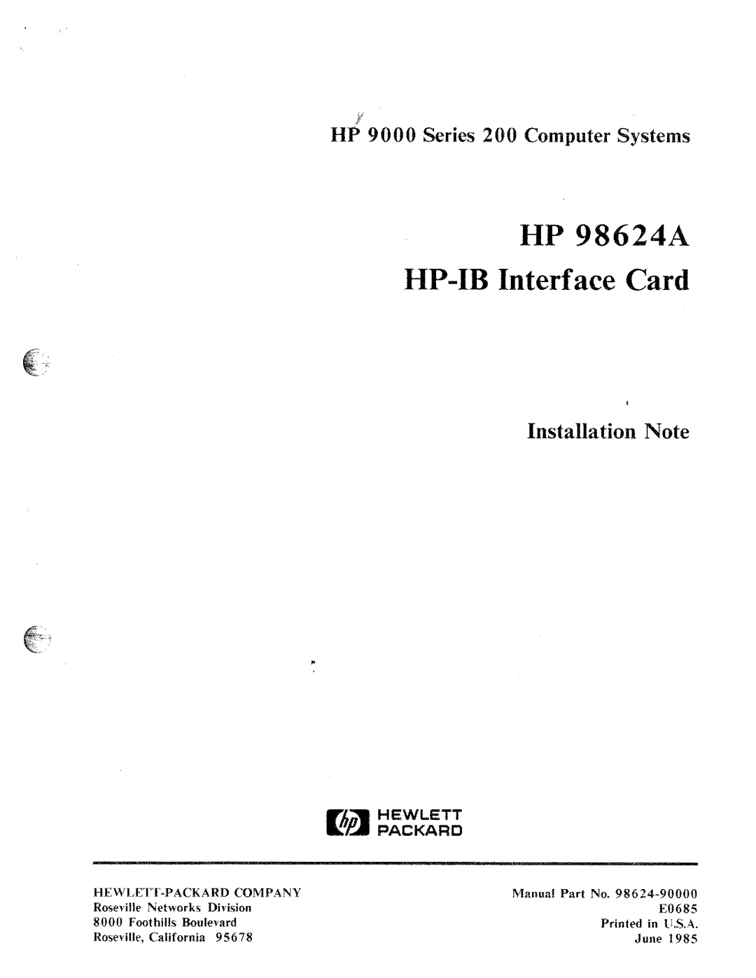 HP 98624A manual 