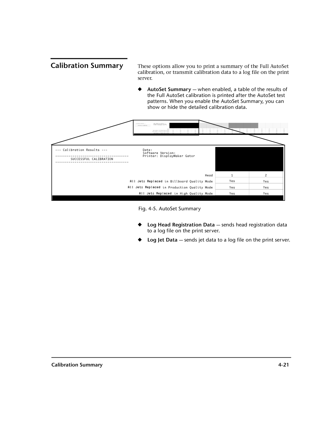 HP 72SI, 98SI manual AutoSet Summary, Calibration Summary 