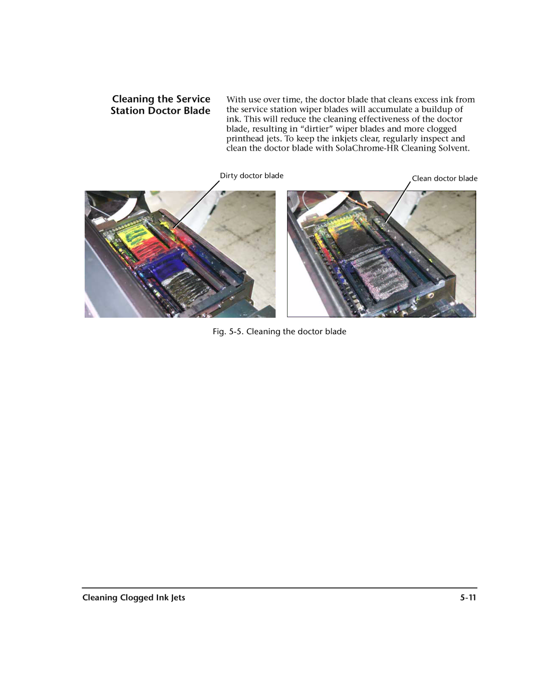 HP 72SI, 98SI manual Cleaning the Service Station Doctor Blade 