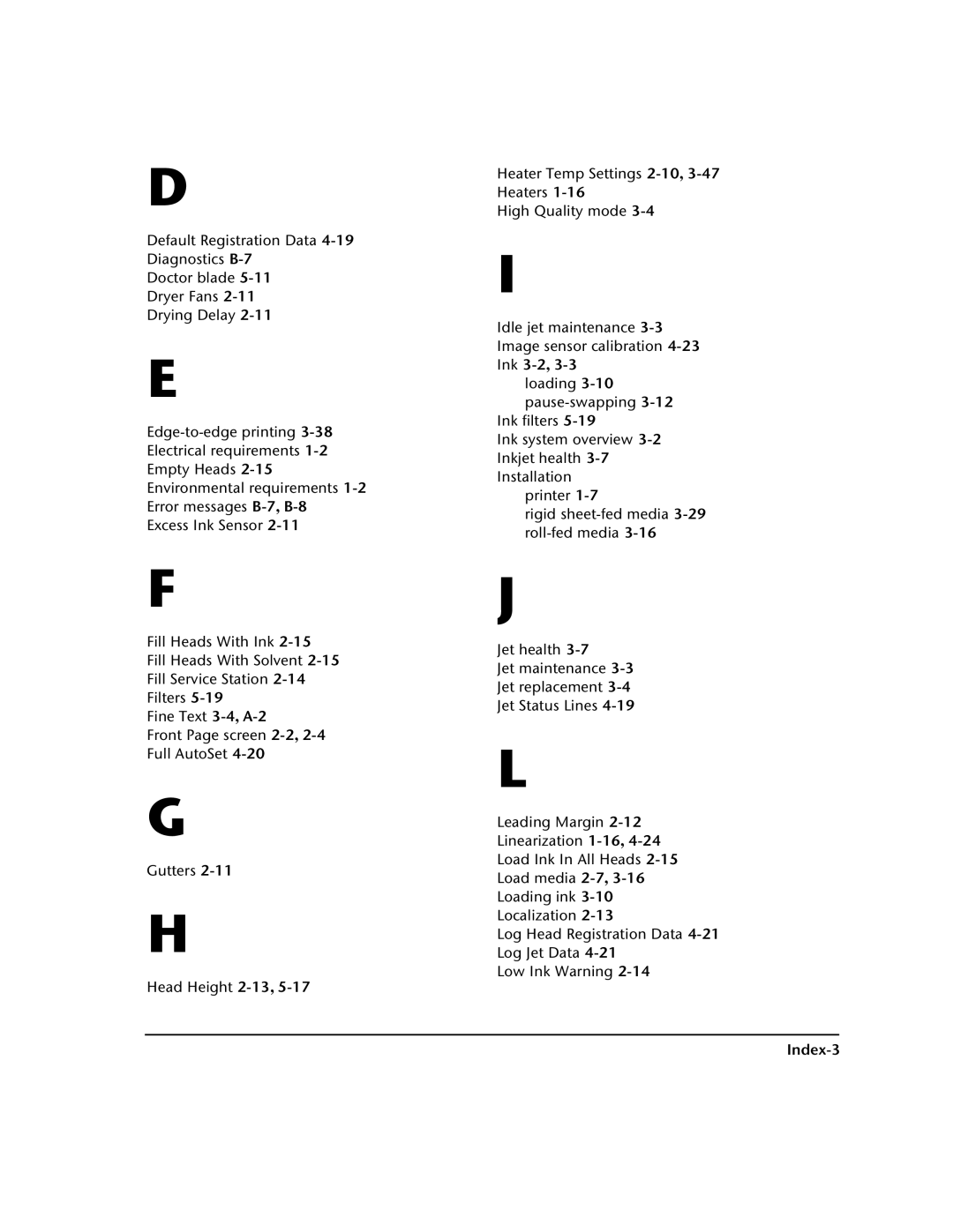 HP 72SI, 98SI manual Index-3 