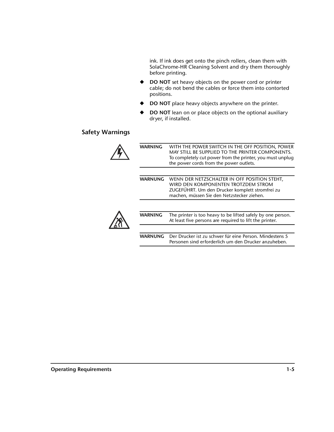 HP 72SI, 98SI manual Safety Warnings 