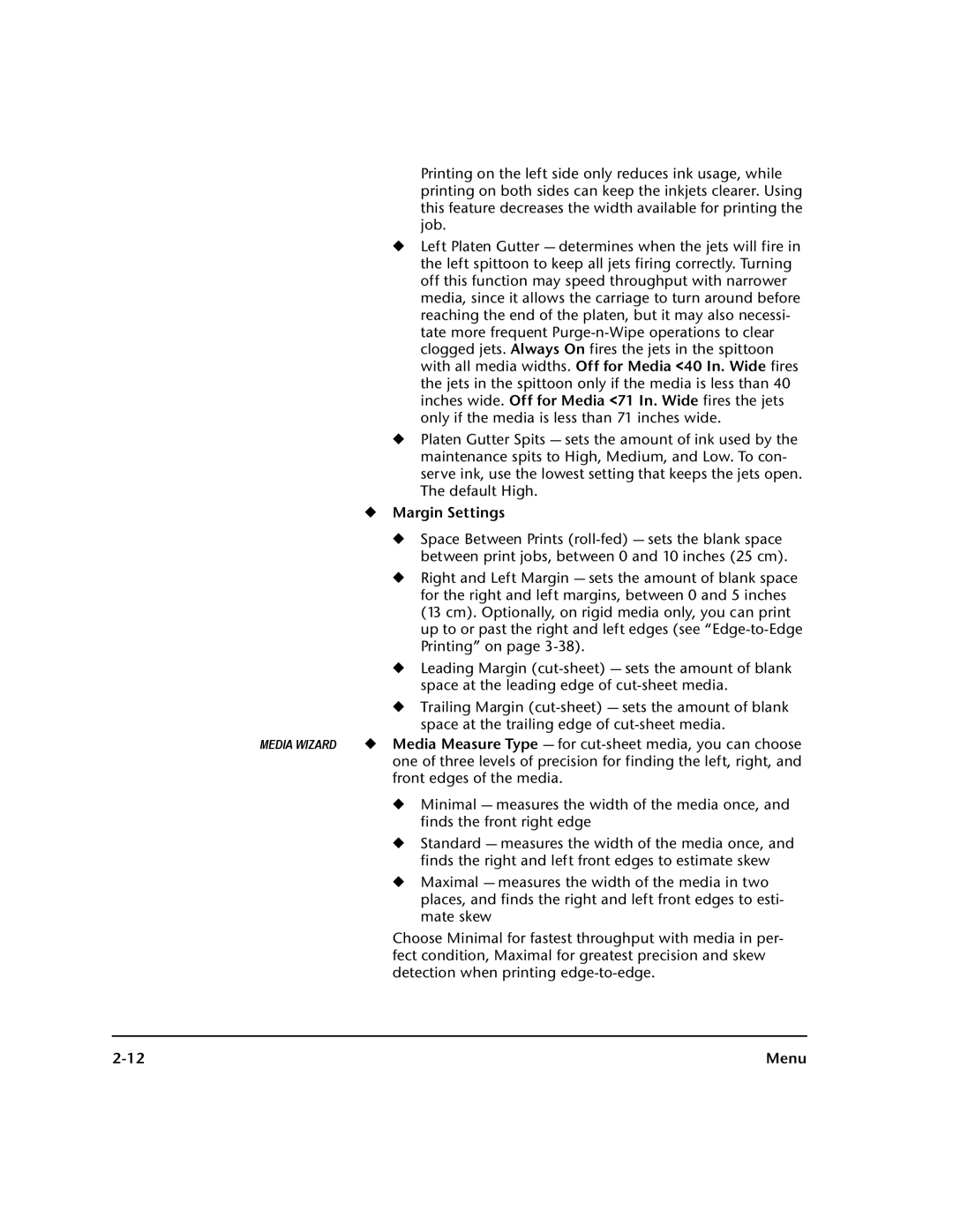 HP 98SI, 72SI manual Margin Settings 