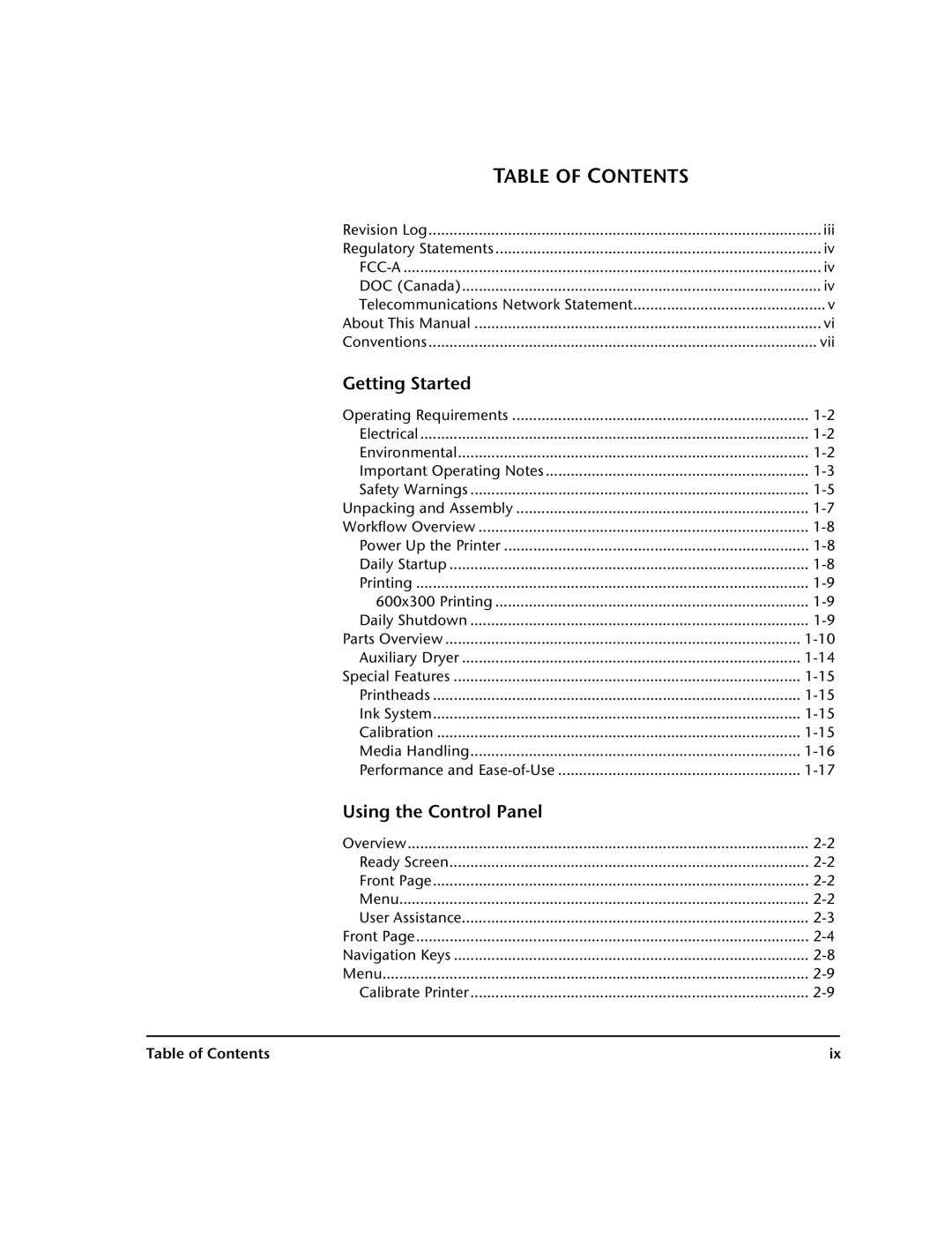 HP 72SI, 98SI manual Table of Contents 