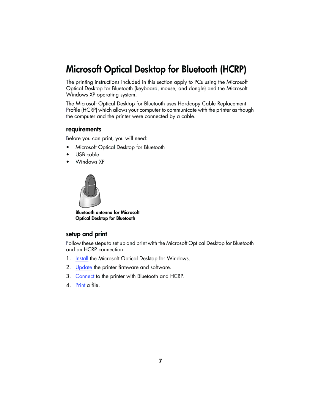 HP 995CK manual Microsoft Optical Desktop for Bluetooth Hcrp 