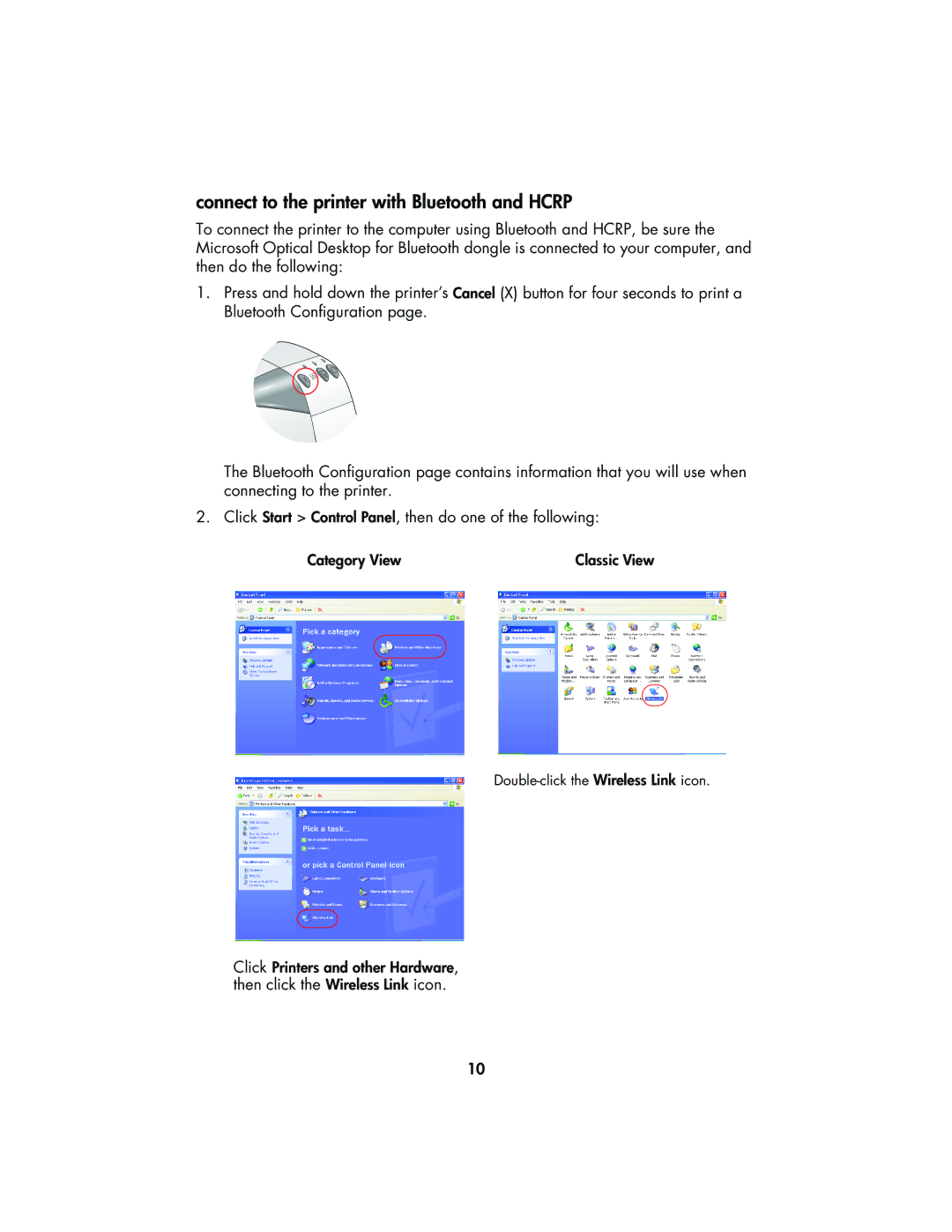 HP 995CK manual Connect to the printer with Bluetooth and Hcrp 