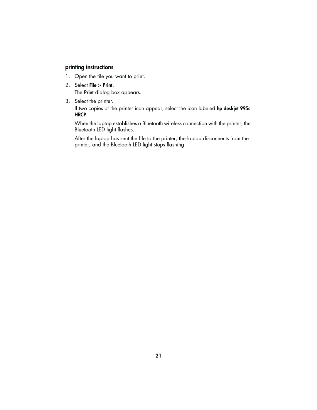 HP 995CK manual Printing instructions 