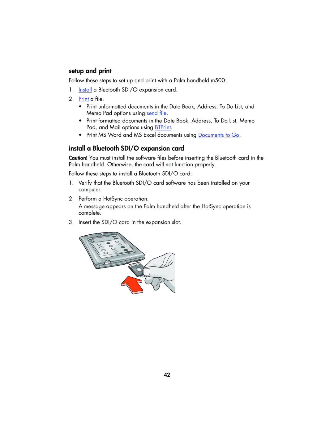 HP 995CK manual Setup and print, Install a Bluetooth SDI/O expansion card 