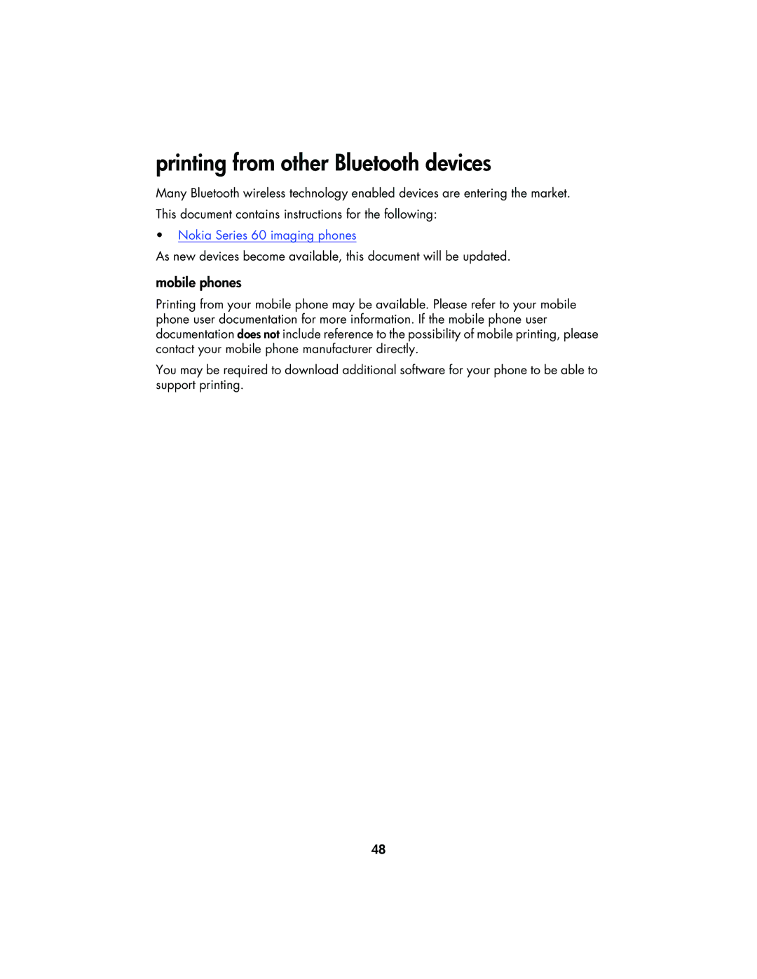 HP 995CK manual Printing from other Bluetooth devices, Mobile phones 