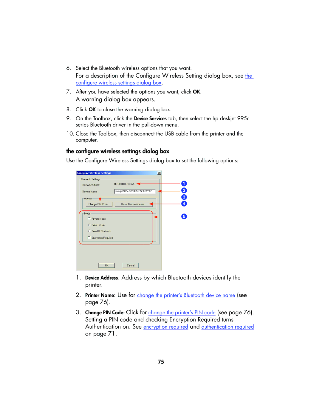 HP 995CK manual Configure wireless settings dialog box 