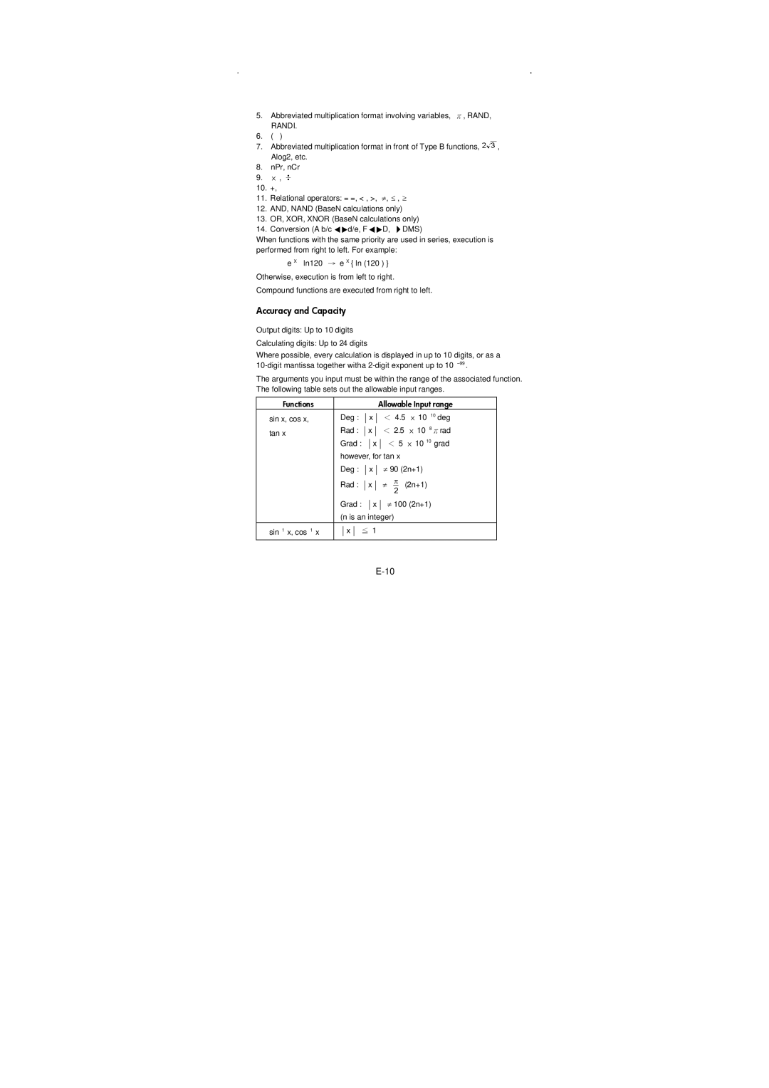 HP 9g Graphing manual Accuracy and Capacity, Randi 