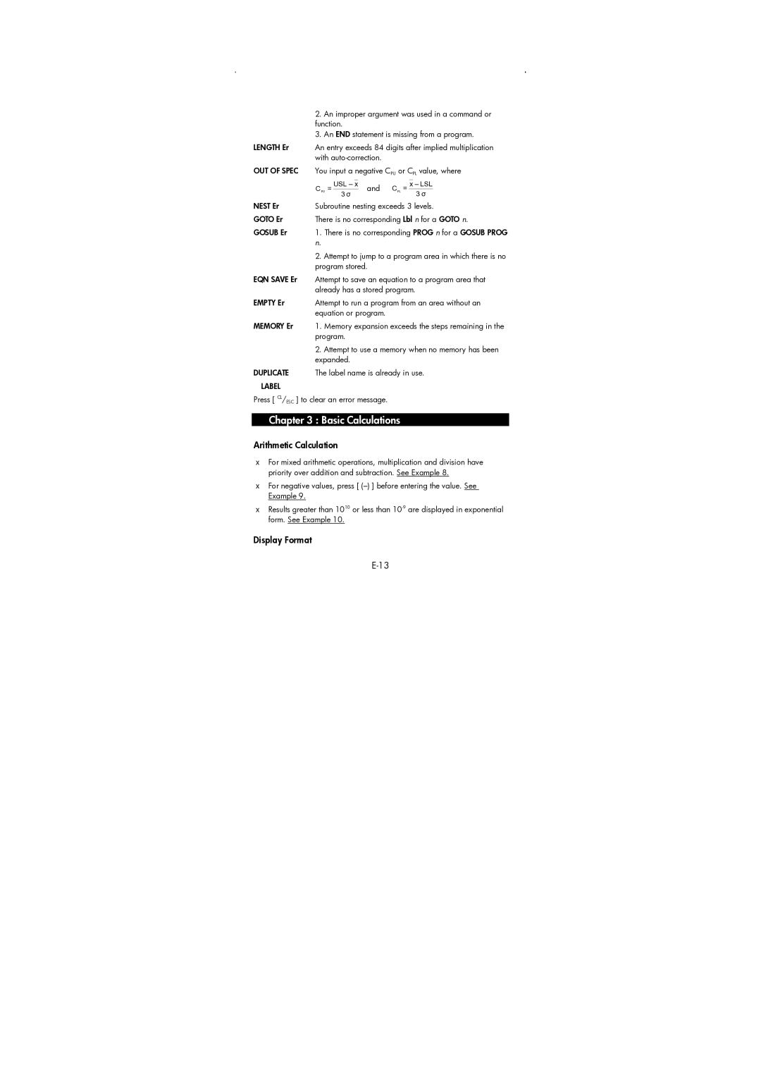 HP 9g Graphing manual Arithmetic Calculation, Display Format 