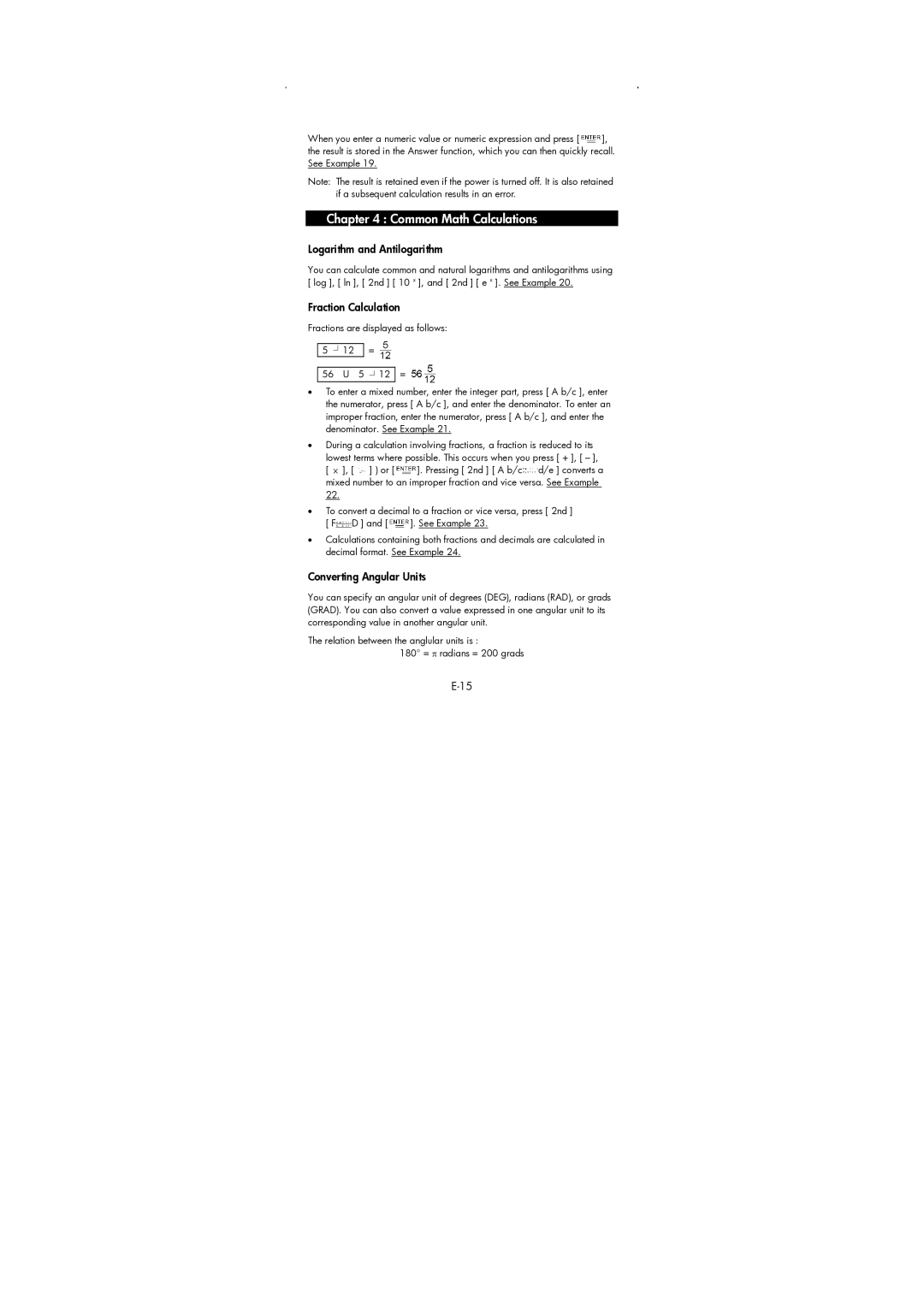 HP 9g Graphing manual Logarithm and Antilogarithm, Fraction Calculation, Converting Angular Units 