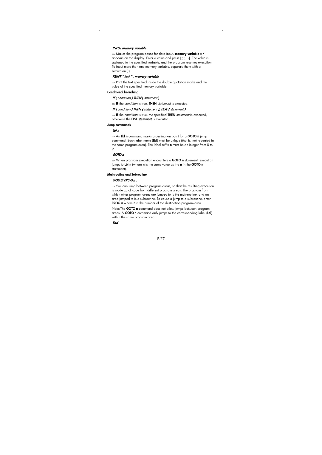 HP 9g Graphing manual Input memory variable 